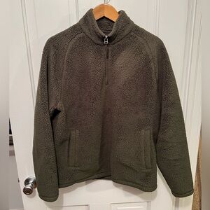 Nordstrom Men’s Forest Green Sherpa Quarter-Zip size Medium